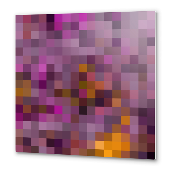 graphic design geometric pixel square pattern abstract in pink purple yellow Metal prints by Timmy333