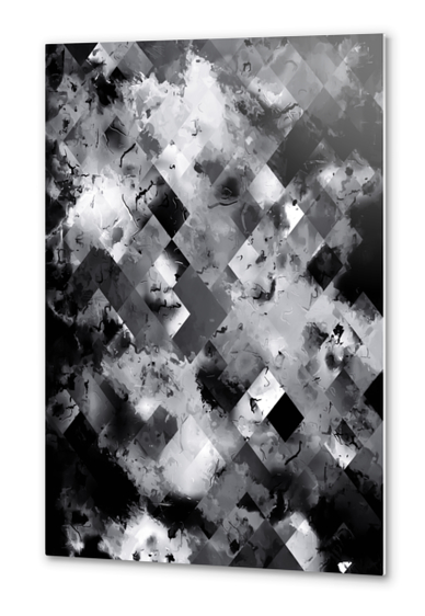 graphic design pixel geometric square pattern abstract background in black and white Metal prints by Timmy333