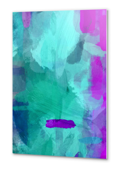 abstract splatter brush stroke painting texture background in blue purple Metal prints by Timmy333