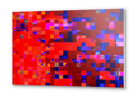 geometric pixel square pattern abstract background in red blue pink Metal prints by Timmy333