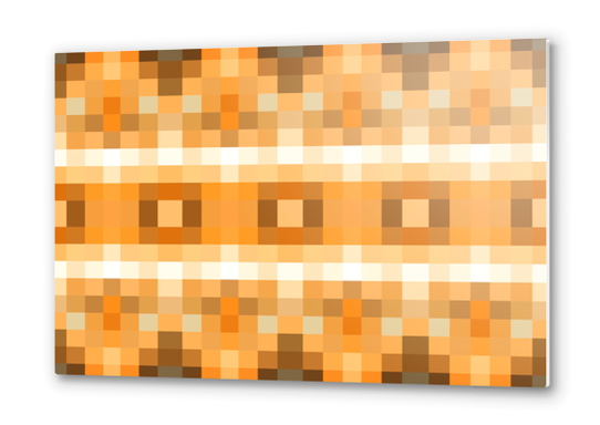 geometric symmetry pixel square pattern abstract background in brown Metal prints by Timmy333