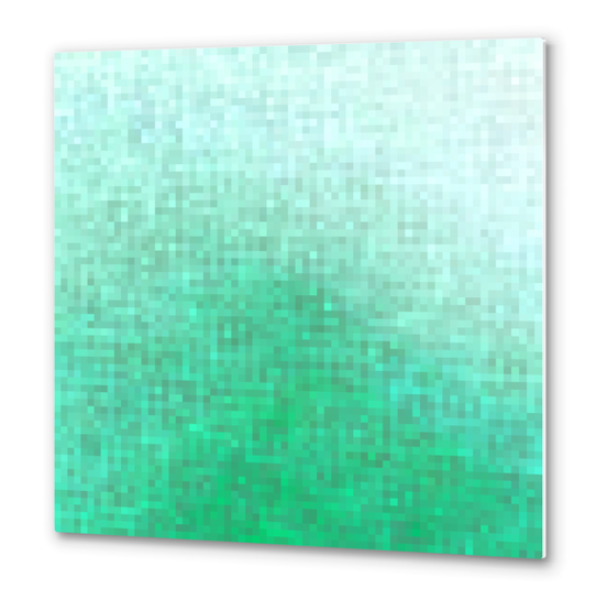 graphic design geometric pixel square pattern abstract in green Metal prints by Timmy333