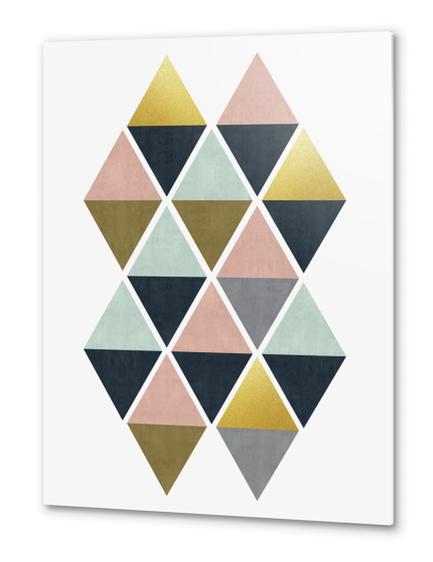 Colorful and golden triangles Metal prints by Vitor Costa