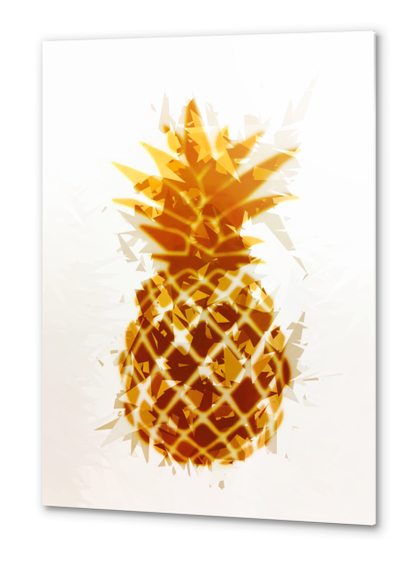 pineapple in brown and yellow with geometric triangle pattern abstract Metal prints by Timmy333