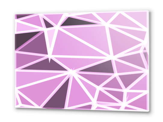 geometric triangle pattern abstract background in pink and white Metal prints by Timmy333