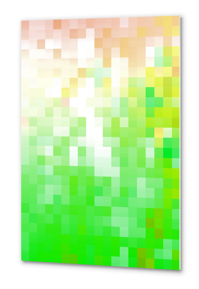 geometric pixel square pattern abstract background in green brown Metal prints by Timmy333