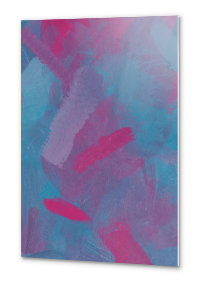 abstract splatter brush stroke painting texture background in pink blue Metal prints by Timmy333