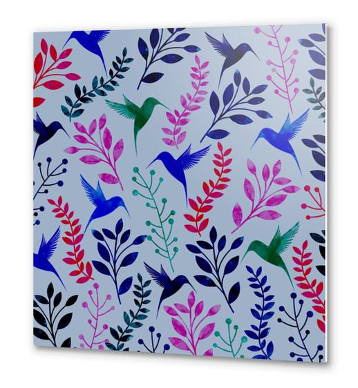 WATERCOLOR FLORAL AND BIRDS X 0.3 Metal prints by Amir Faysal