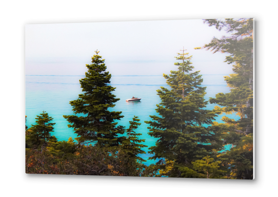 boat on the lake at Emerald bay Lake Tahoe California USA Metal prints by Timmy333