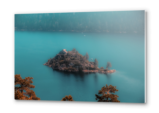 Island and pine tree at Emerald Bay Lake Tahoe California USA Metal prints by Timmy333