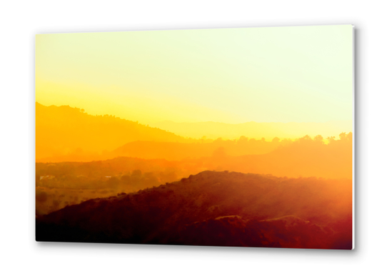 sunset sky in summer with silhouette mountains view at Los Angeles, USA Metal prints by Timmy333