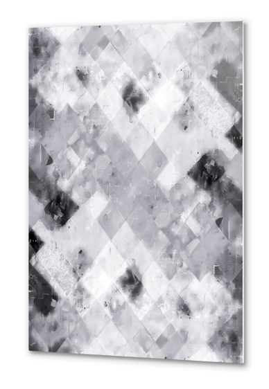 geometric pixel square pattern abstract texture background in black and white Metal prints by Timmy333