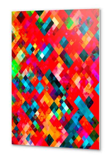 geometric pixel square pattern abstract background in red blue Metal prints by Timmy333