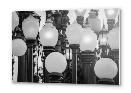 Urban Light at LACMA Los Angeles California USA in black and white Metal prints by Timmy333