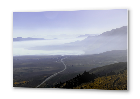 road with foggy sky and mountains scenic in California Metal prints by Timmy333