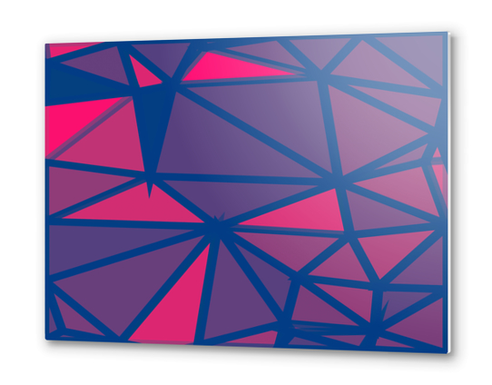 geometric triangle polygon shape abstract background in pink and blue Metal prints by Timmy333