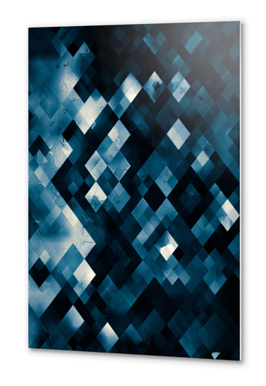 geometric square pixel pattern abstract background in blue  Metal prints by Timmy333