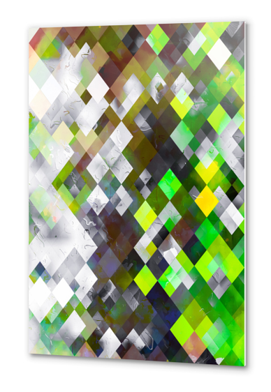 geometric pixel square pattern abstract background in green brown Metal prints by Timmy333