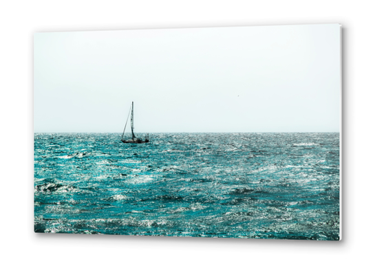 sail boat on the lake with blue water at Lake Tahoe, California, USA Metal prints by Timmy333