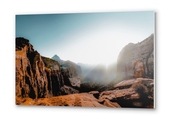 Mountains with blue sunny sky at Zion national park, Utah, USA Metal prints by Timmy333