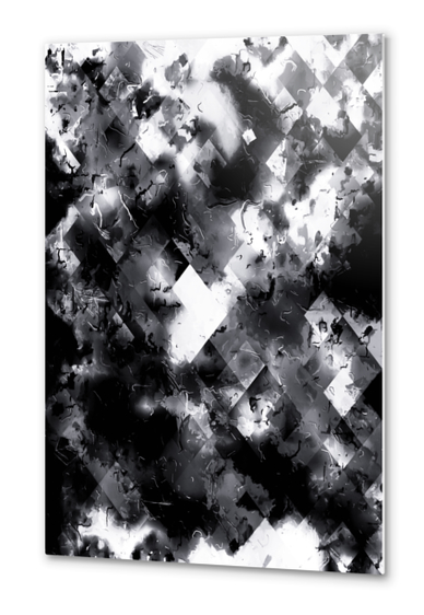 graphic design pixel geometric square pattern abstract background in black and white Metal prints by Timmy333