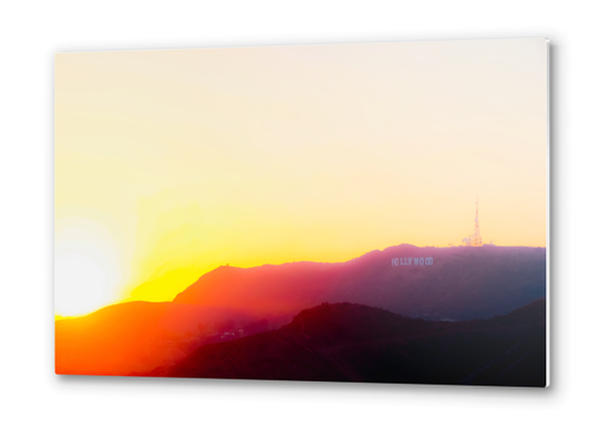 sunset at Hollywood Sign Los Angeles California USA Metal prints by Timmy333