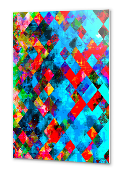 colorful geometric pixel square pattern abstract background in blue red pink Metal prints by Timmy333