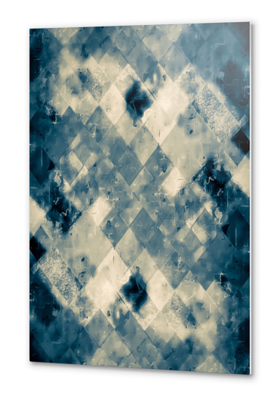 vintage geometric square pixel pattern abstract background in blue Metal prints by Timmy333