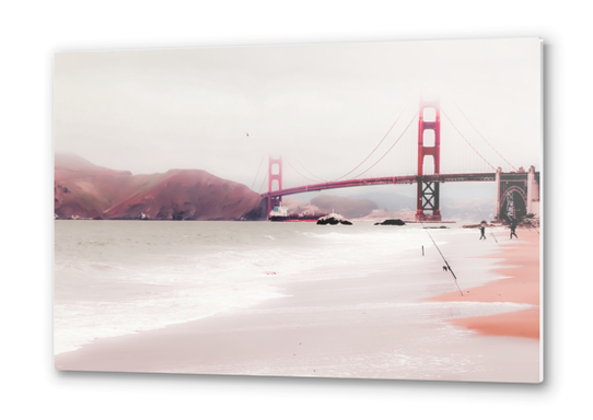 Beach with Golden Gate Bridge view San Francisco USA Metal prints by Timmy333