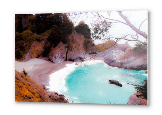 waterfall with sandy beach at Mcway Falls, Big Sur, Highway 1, California, USA Metal prints by Timmy333