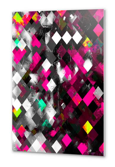 geometric pixel square pattern abstract background in pink blue Metal prints by Timmy333