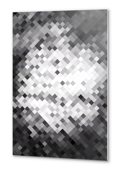 graphic design pixel geometric square pattern abstract background in black and white Metal prints by Timmy333