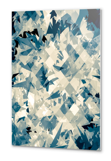 fractal geometric square pixel pattern abstract background in blue  Metal prints by Timmy333