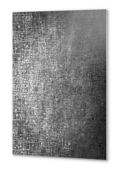 geometric square line pattern abstract background in black and white Metal prints by Timmy333