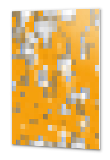 geometric pixel square pattern abstract background in yellow blue Metal prints by Timmy333