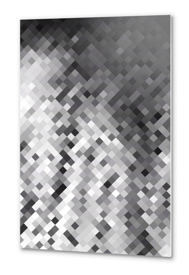 graphic design pixel geometric square pattern abstract background in black and white Metal prints by Timmy333