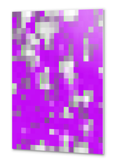 geometric pixel square pattern abstract background in purple Metal prints by Timmy333