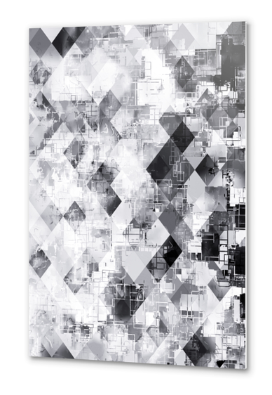 black and white geometric square pixel pattern abstract background Metal prints by Timmy333