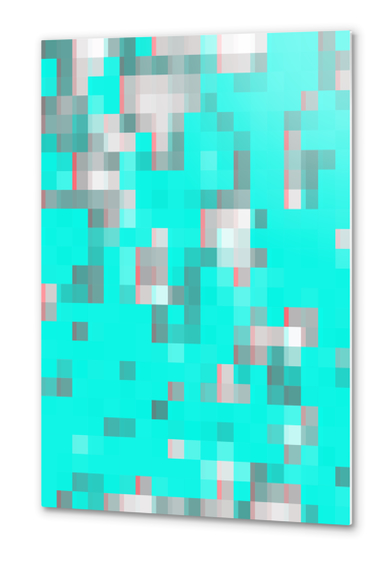 geometric pixel square pattern abstract background in blue Metal prints by Timmy333