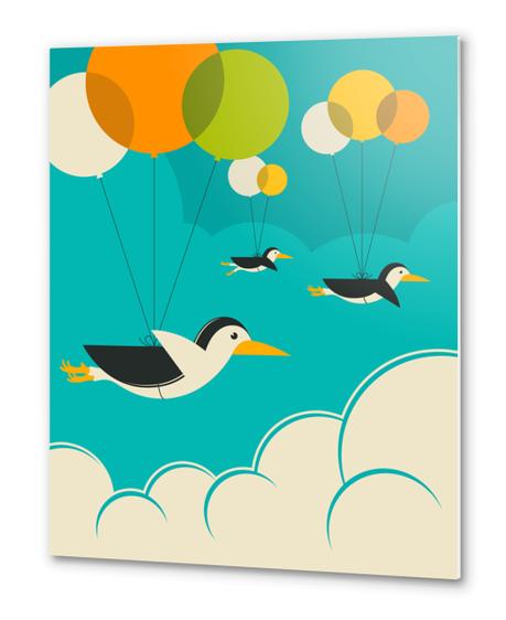 FLOCK OF PENGUINS - BLUE Metal prints by Jazzberry Blue