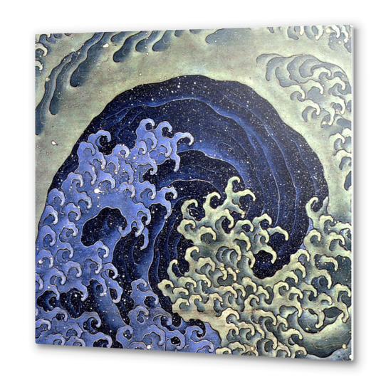 Feminine Wave Metal prints by Katsushika Hokusai