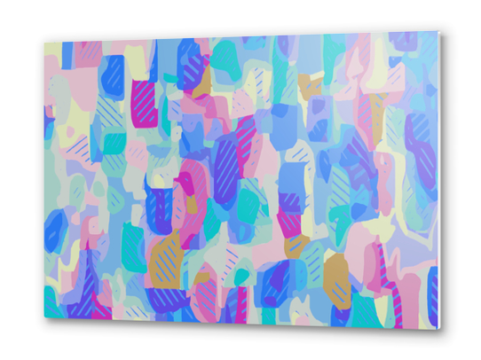 geometric abstract in blue and pink Metal prints by Timmy333