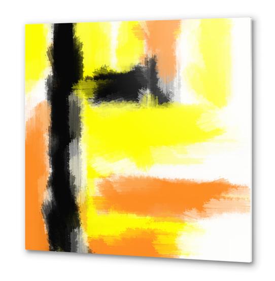 orange yellow and black painting abstract  Metal prints by Timmy333