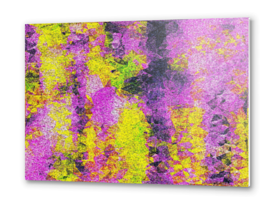 vintage psychedelic painting texture abstract in pink and yellow with noise and grain Metal prints by Timmy333