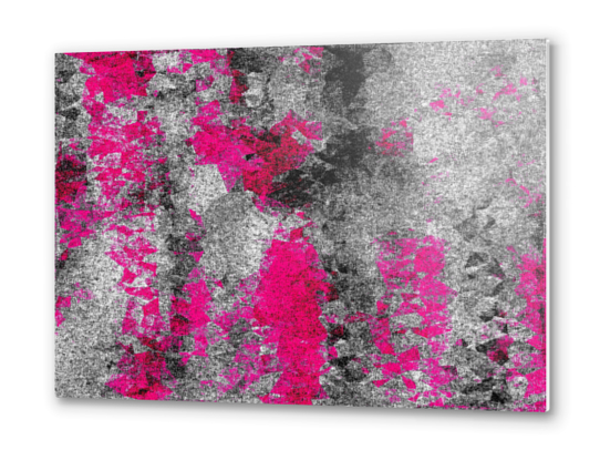 vintage psychedelic painting texture abstract in pink and black with noise and grain Metal prints by Timmy333