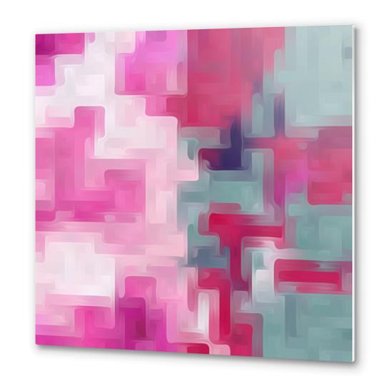 pink red and green painting abstract background Metal prints by Timmy333