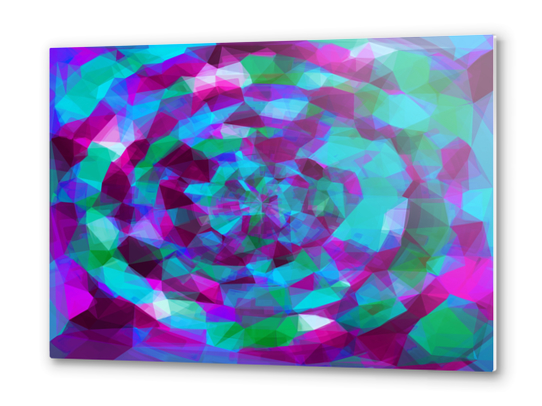 psychedelic geometric polygon pattern abstract in pink purple blue Metal prints by Timmy333