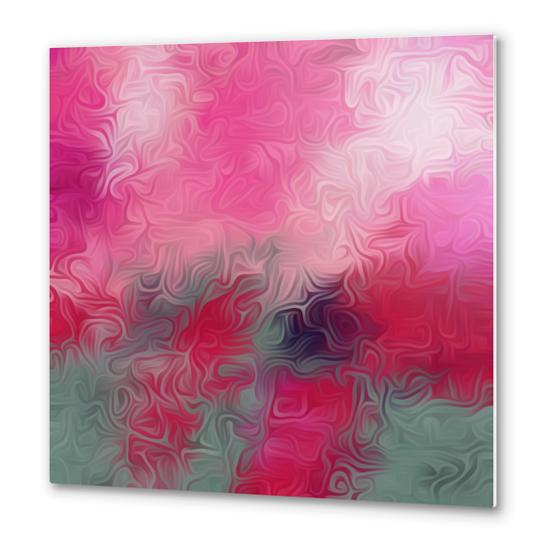 pink red and green painting abstract background Metal prints by Timmy333