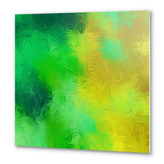 green and yellow painting texture abstract background Metal prints by Timmy333