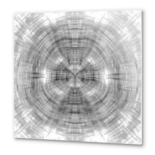 psychedelic drawing symmetry graffiti abstract pattern in black and white Metal prints by Timmy333